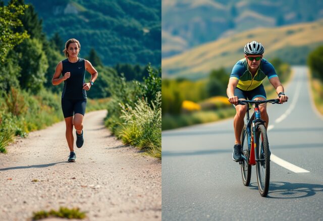 laufen vs radfahren fitness fur gewichtsreduktion qir - (Bildinhalt mit KI erstellt) - Bildinhalt mit KI erstellt