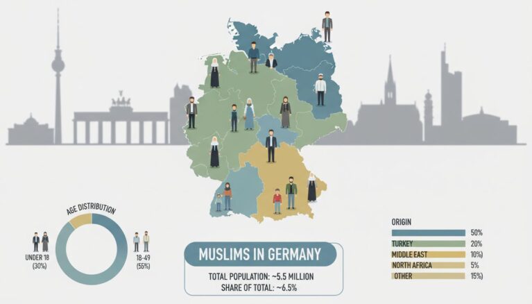 Wie viele Muslime leben in Deutschland? - Bildinhalt mit KI erstellt