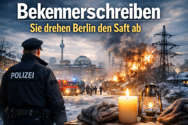 Bekennerschreiben: Sie drehen Berlin den Saft ab - Bildinhalt mit KI erstellt