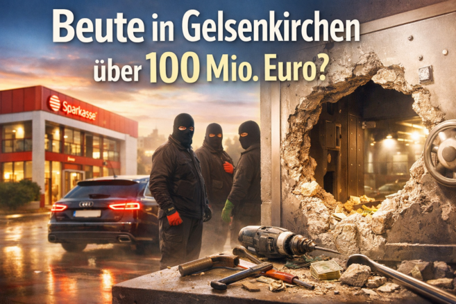 Sparkassen Beute in Gelsenkirchen über 100 Mio. Euro? - Bildinhalt mit KI erstellt