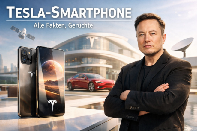 Tesla-Smartphone? Alle Fakten, Gerüchte und klare Aussagen von Elon Musk - Bildinhalt mit KI erstellt