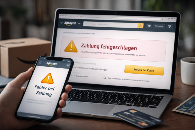 Große Störung bei Amazon: Probleme beim Bezahlen? - Bildinhalt mit KI erstellt