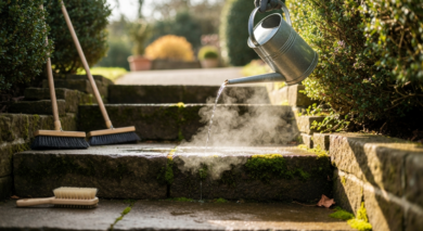 Der überraschende Trick gegen Moos auf Gartenstufen