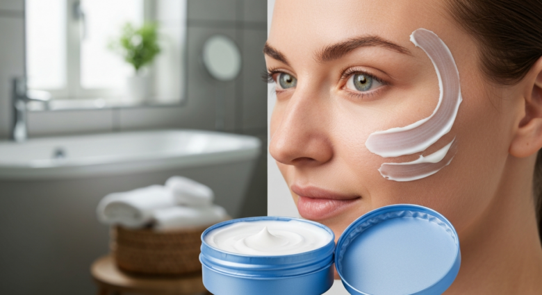 NIVEA Creme Test: Eine Woche auf halbem Gesicht - Bildinhalt mit KI erstellt