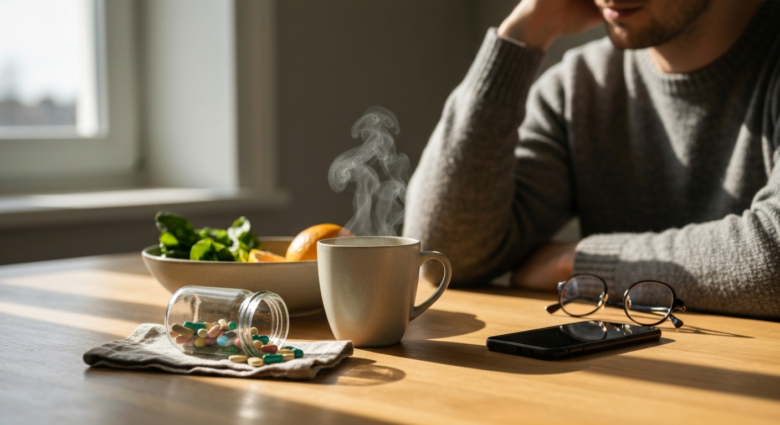 Vitaminmangel und Müdigkeit: Welche Nährstoffe fehlen? - Bildinhalt mit KI erstellt