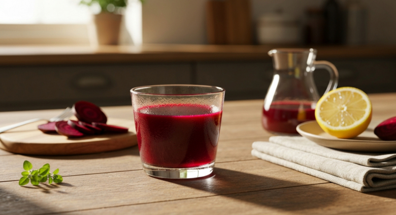 Leber reinigen: 1 Glas Rote-Bete-Saft schlägt jedes Wasser - Bildinhalt mit KI erstellt