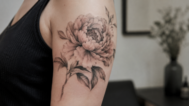 Pfingstrose Tattoo - Bildinhalt mit KI erstellt