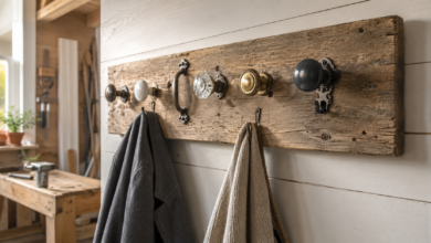 Garderobe aus alten Türknöpfen - Bildinhalt mit KI erstellt