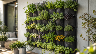Garten aus Pflanztaschen - Bildinhalt mit KI erstellt
