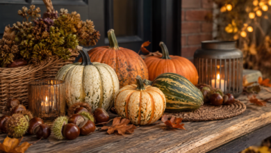 Herbstdeko mit Kürbissen - Bildinhalt mit KI erstellt