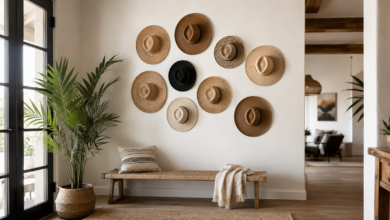 Wanddeko mit Hüten: Stylische Deko-Ideen für Ihr Zuhause 14 - (Bildinhalt mit KI erstellt) - Bildinhalt mit KI erstellt Wanddeko mit Hüten - Bildinhalt mit KI erstellt
