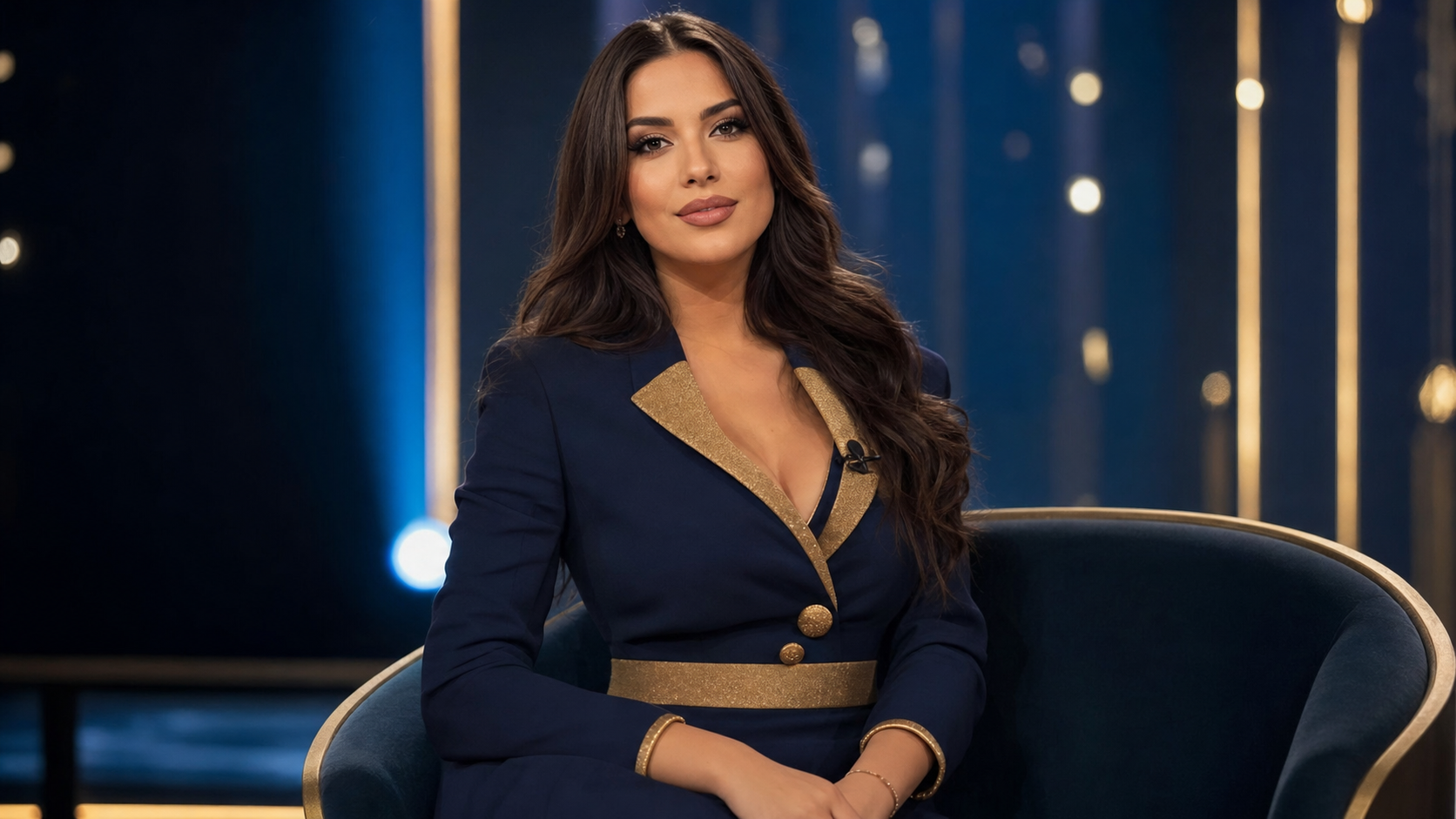 Adela Smajic in einem eleganten Bühnen-Outfit - Bildinhalt mit KI erstellt