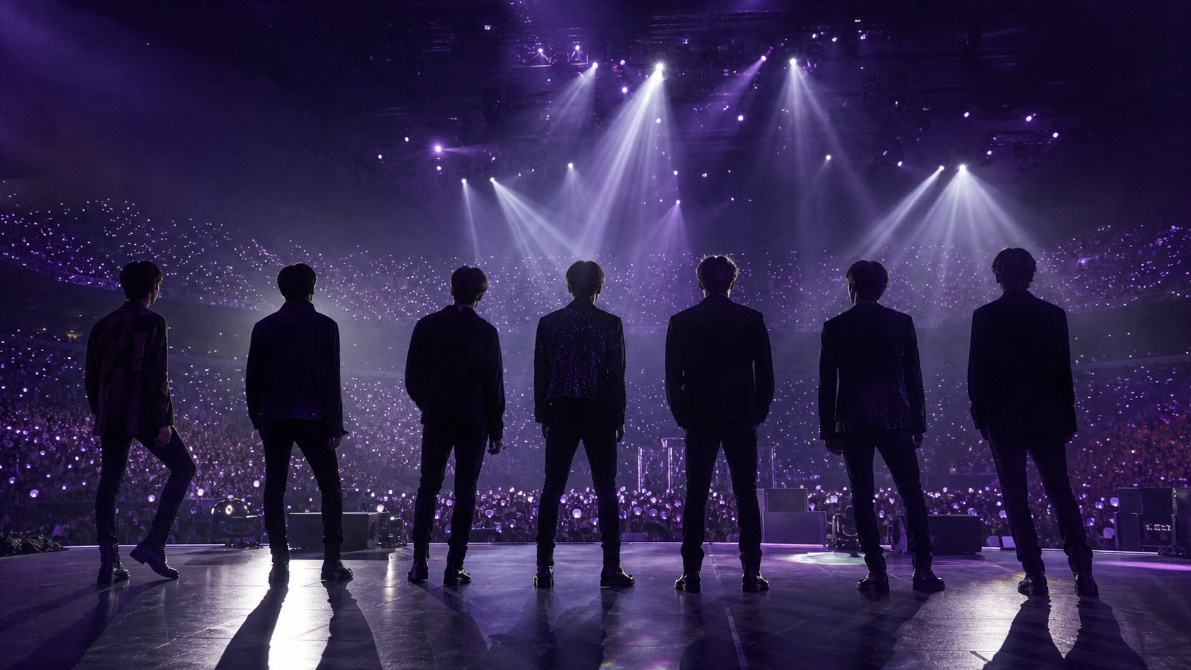 Symbolisches Konzertbild zur BTS Tour 2027 - Bildinhalt mit KI erstellt