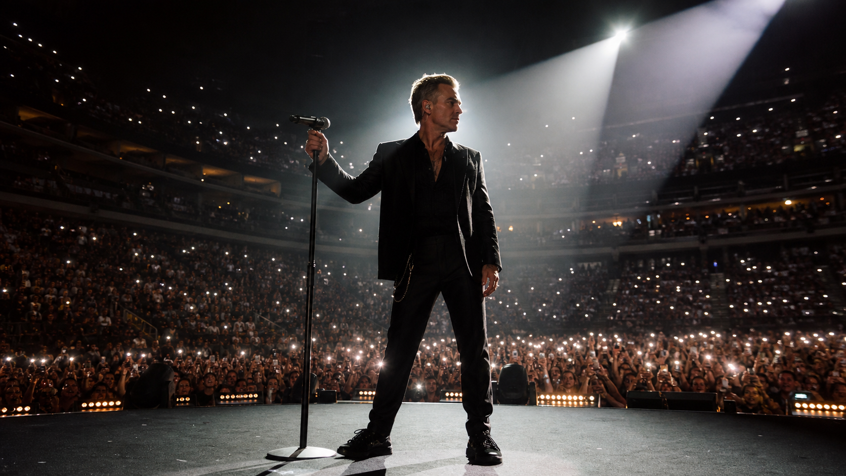 Symbolisches Konzertbild zur Robbie Williams Tour 2027 - Bildinhalt mit KI erstellt