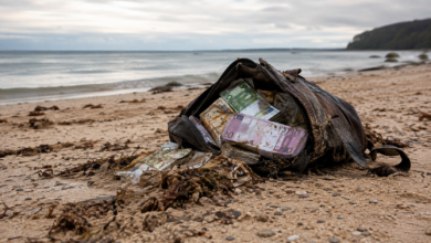 Euro treiben an den Strand - Bildinhalt mit KI erstellt