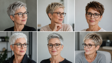 Kurzhaarfrisuren ab 50 mit Brille - Bildinhalt mit KI erstellt
