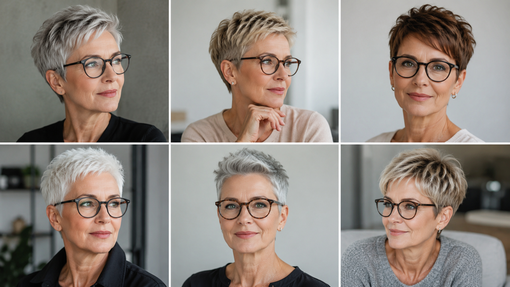 Kurzhaarfrisuren ab 50 mit Brille - Bildinhalt mit KI erstellt